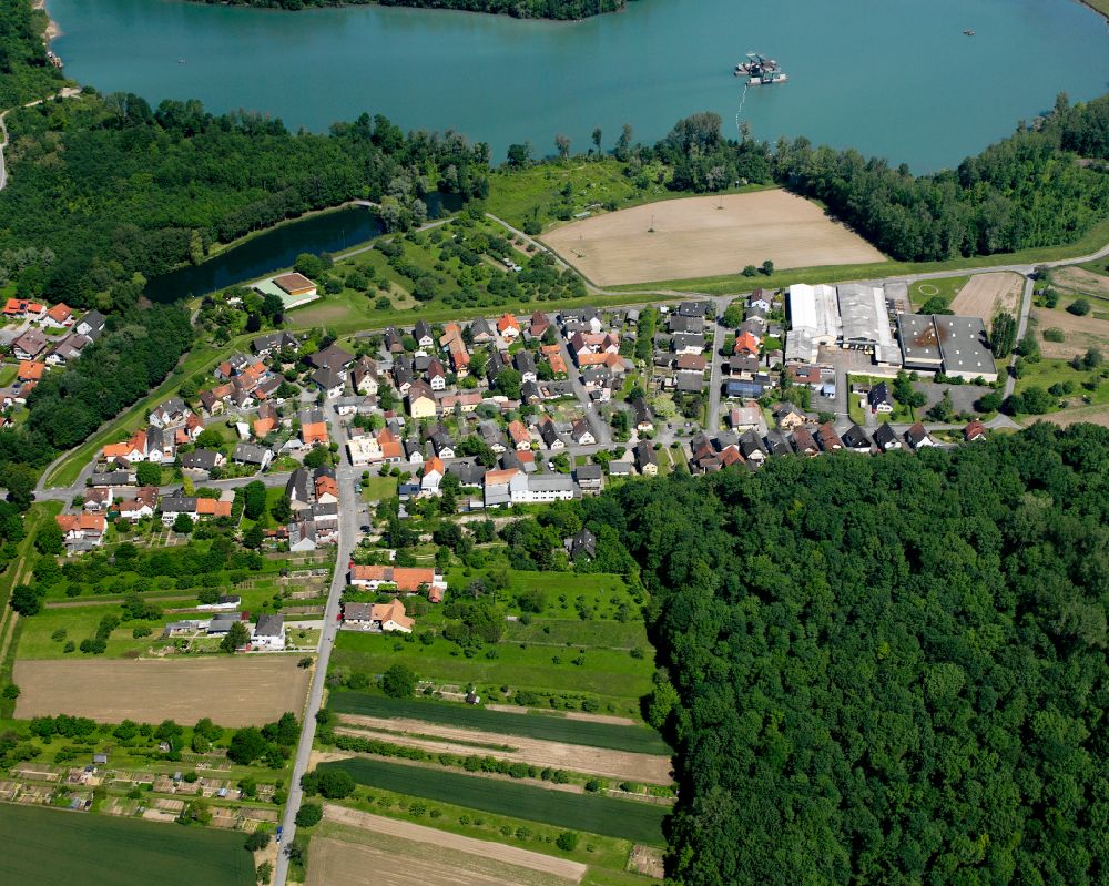 Le Pont du Rhin aus der Vogelperspektive: Ortsansicht am Rande von landwirtschaftlichen Feldern in Le Pont du Rhin im Bundesland Baden-Württemberg, Deutschland