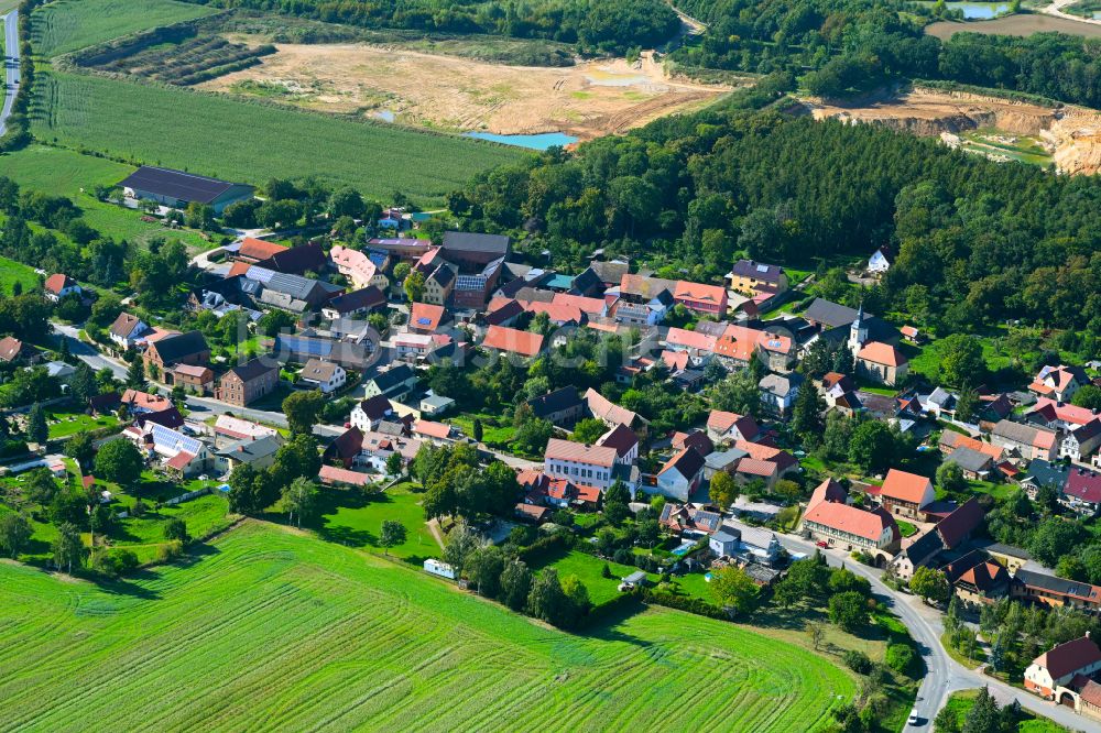 Luftbild Prießnitz - Ortsansicht am Rande von landwirtschaftlichen Feldern in Prießnitz im Bundesland Sachsen-Anhalt, Deutschland