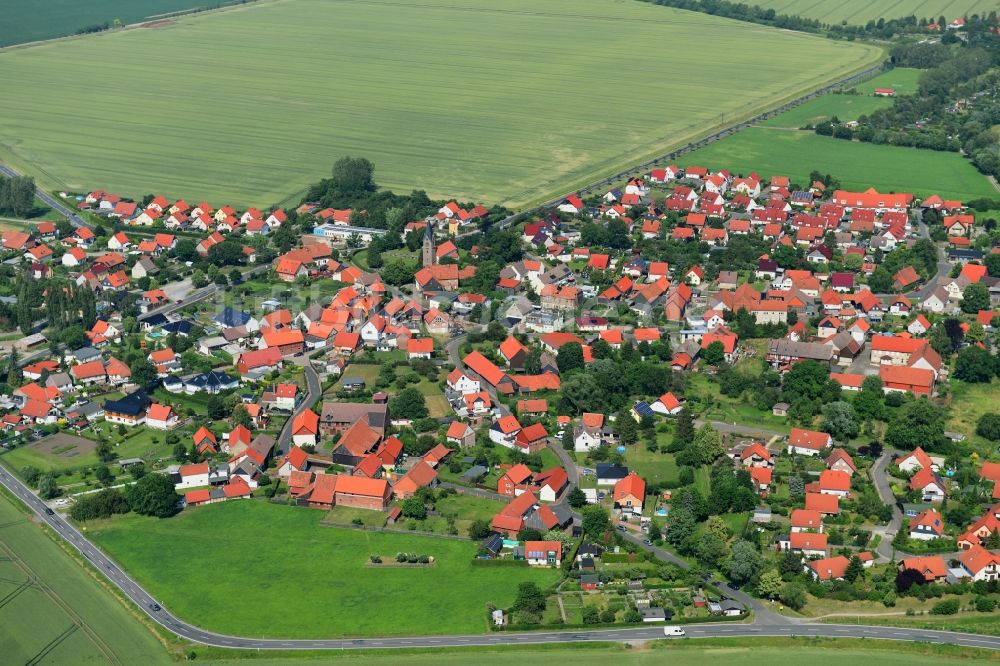 Luftaufnahme Reddeber - Ortsansicht am Rande von landwirtschaftlichen Feldern in Reddeber im Bundesland Sachsen-Anhalt, Deutschland