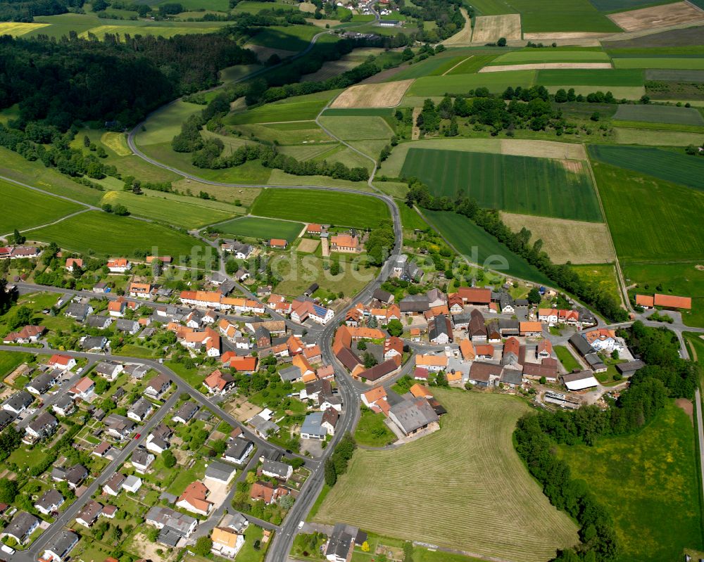 Luftbild Seibelsdorf - Ortsansicht am Rande von landwirtschaftlichen Feldern in Seibelsdorf im Bundesland Hessen, Deutschland