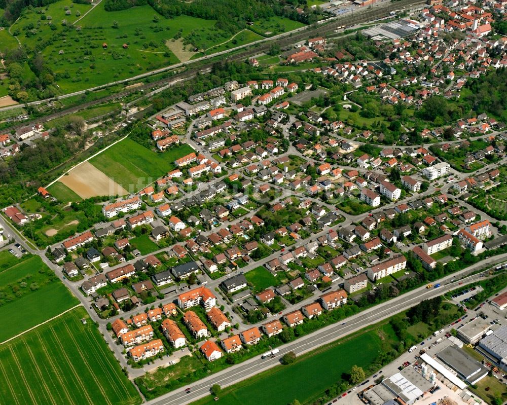 Luftaufnahme Süßen - Ortsansicht am Rande von landwirtschaftlichen Feldern in Süßen im Bundesland Baden-Württemberg, Deutschland