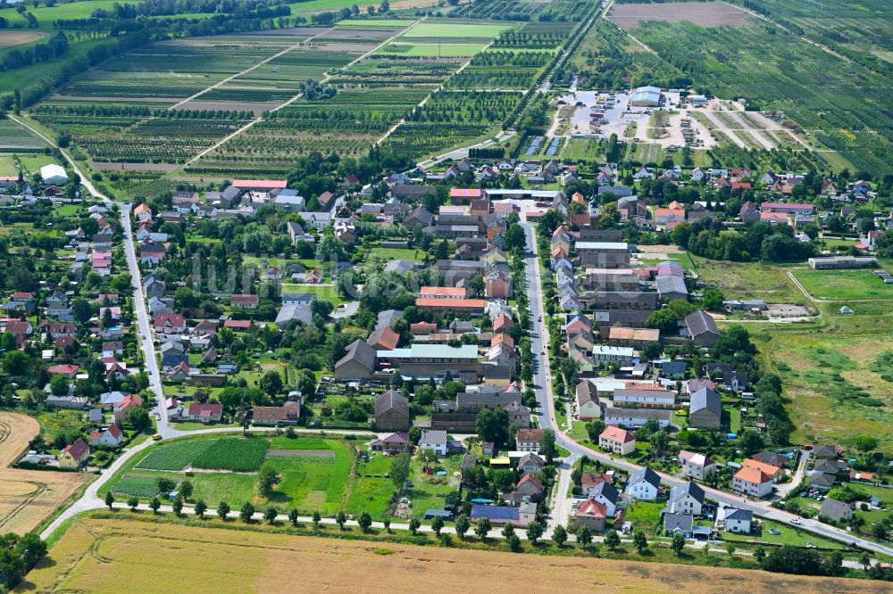 Tremmen von oben - Ortsansicht am Rande von landwirtschaftlichen Feldern in Tremmen im Bundesland Brandenburg, Deutschland