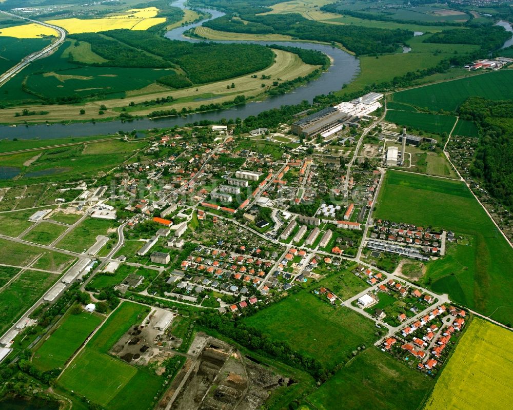 Vockerode aus der Vogelperspektive: Ortsansicht am Rande von landwirtschaftlichen Feldern in Vockerode im Bundesland Sachsen-Anhalt, Deutschland