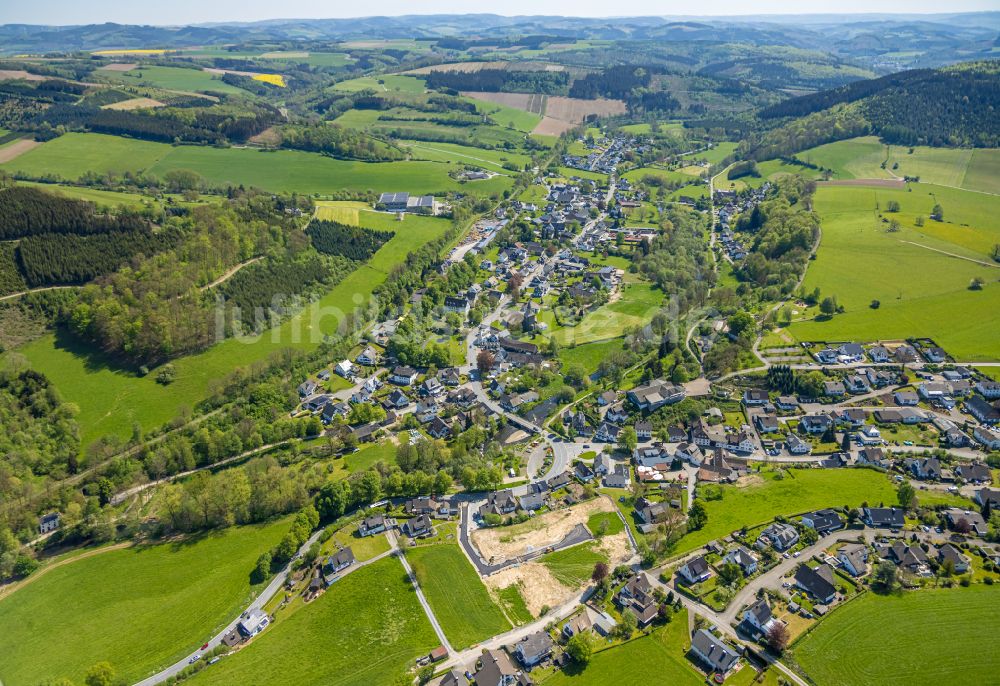 Wenholthausen von oben - Ortsansicht am Rande von landwirtschaftlichen Feldern in Wenholthausen im Bundesland Nordrhein-Westfalen, Deutschland