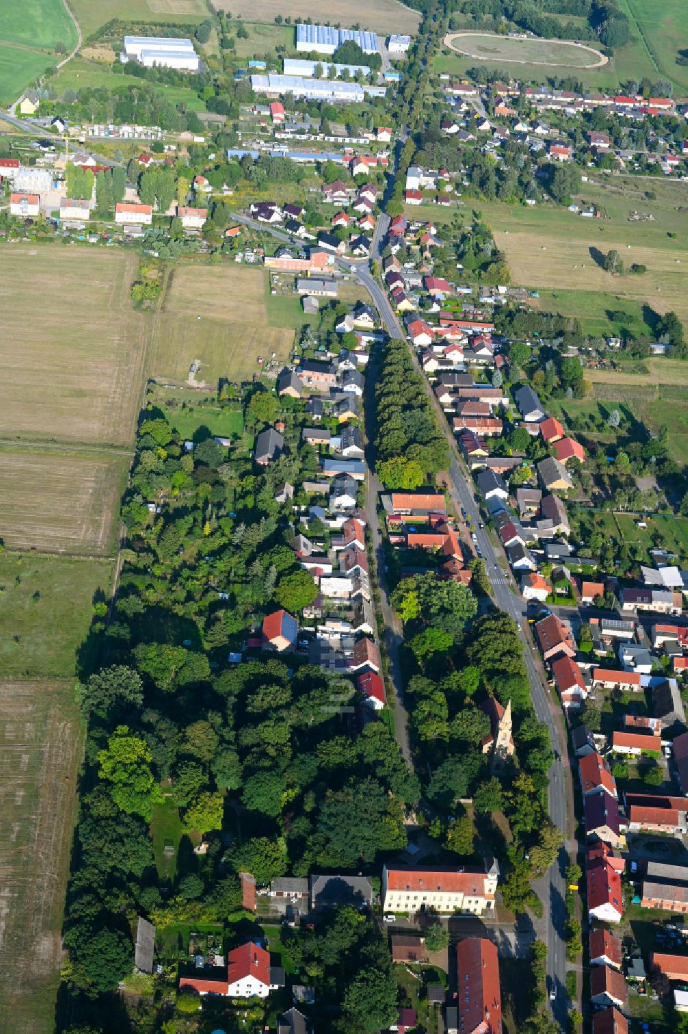 Zehlendorf von oben - Ortsansicht am Rande von landwirtschaftlichen Feldern in Zehlendorf im Bundesland Brandenburg, Deutschland