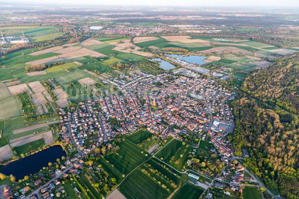 Rheinsheim aus der Vogelperspektive: Ortsansicht in Rheinsheim im Bundesland Baden-Württemberg, Deutschland