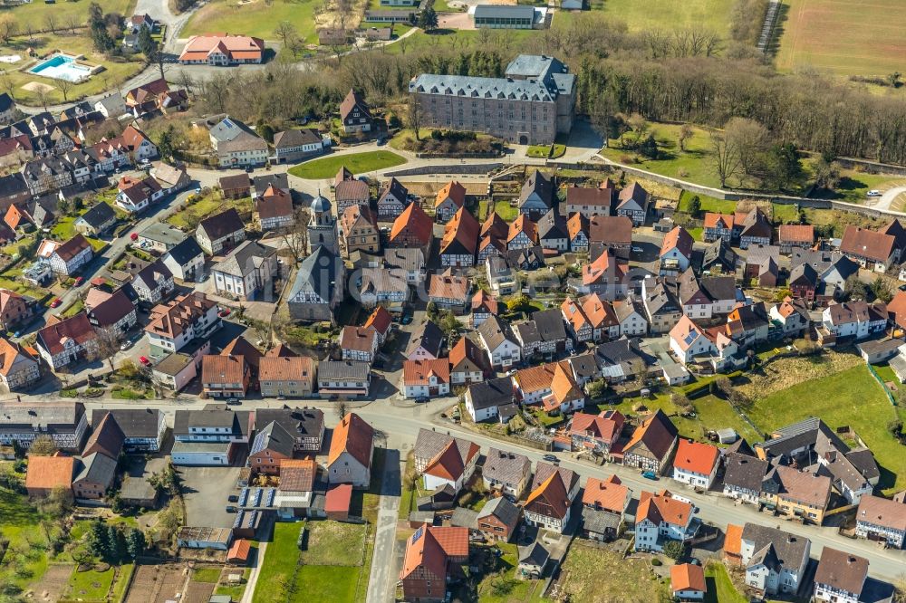 Rhoden von oben - Ortsansicht in Rhoden im Bundesland Hessen, Deutschland