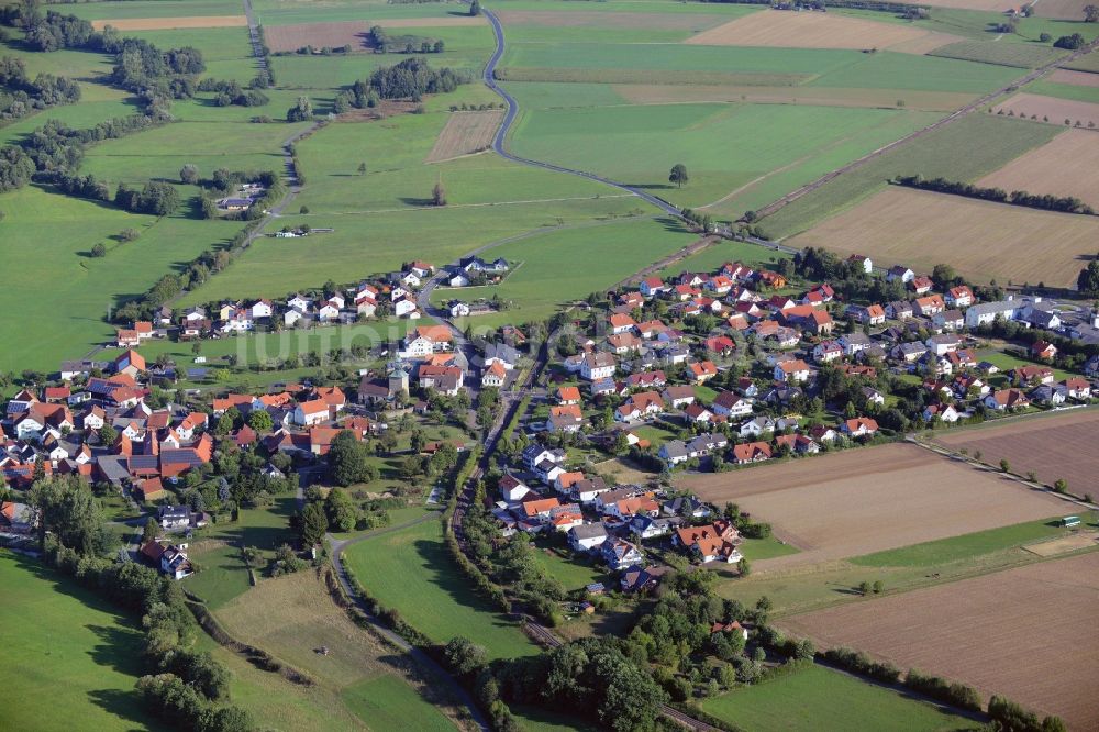 Luftaufnahme Ebersburg - Ortsansicht von Ried im Bundesland Hessen