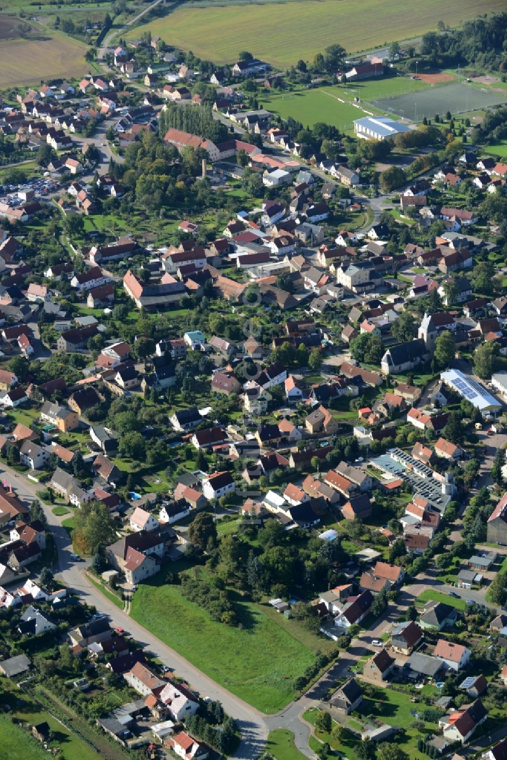 Riestedt aus der Vogelperspektive: Ortsansicht Riestedt im Bundesland Sachsen-Anhalt