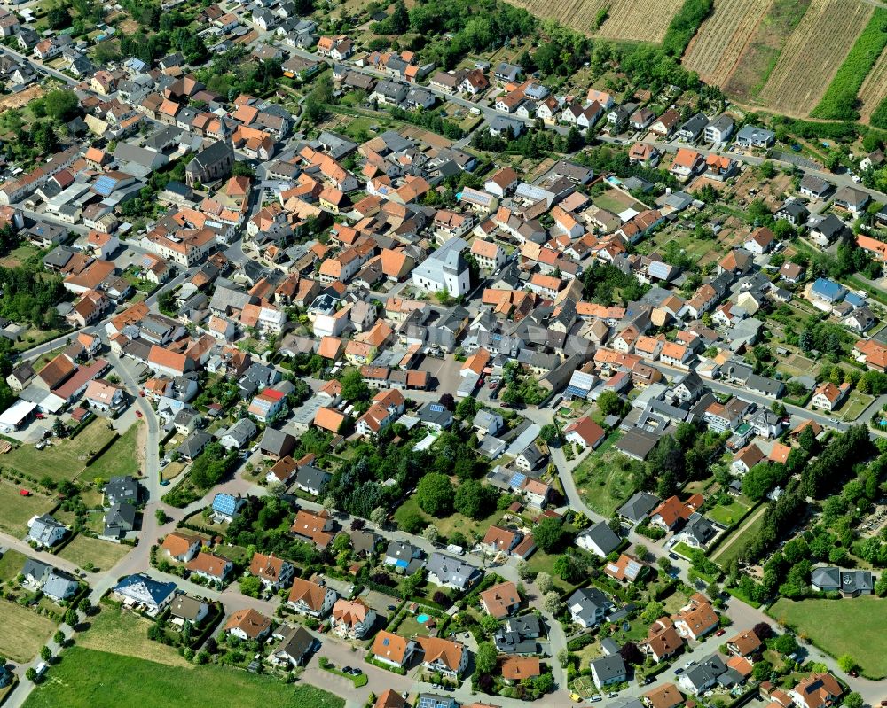 Roxheim aus der Vogelperspektive: Ortsansicht von Roxheim im Bundesland Rheinland-Pfalz