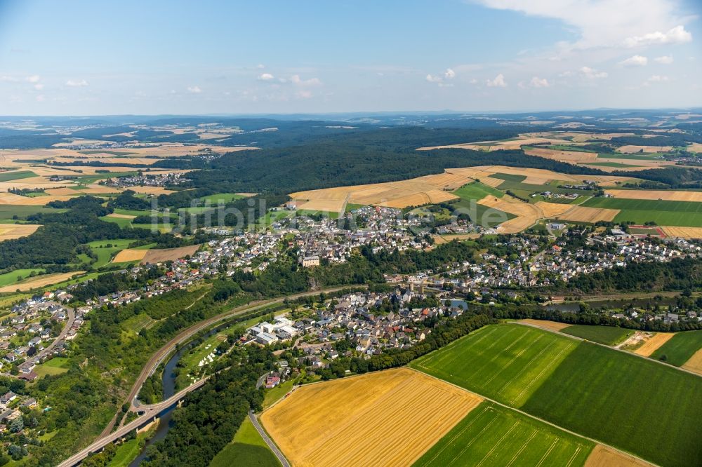 Runkel von oben - Ortsansicht in Runkel im Bundesland Hessen