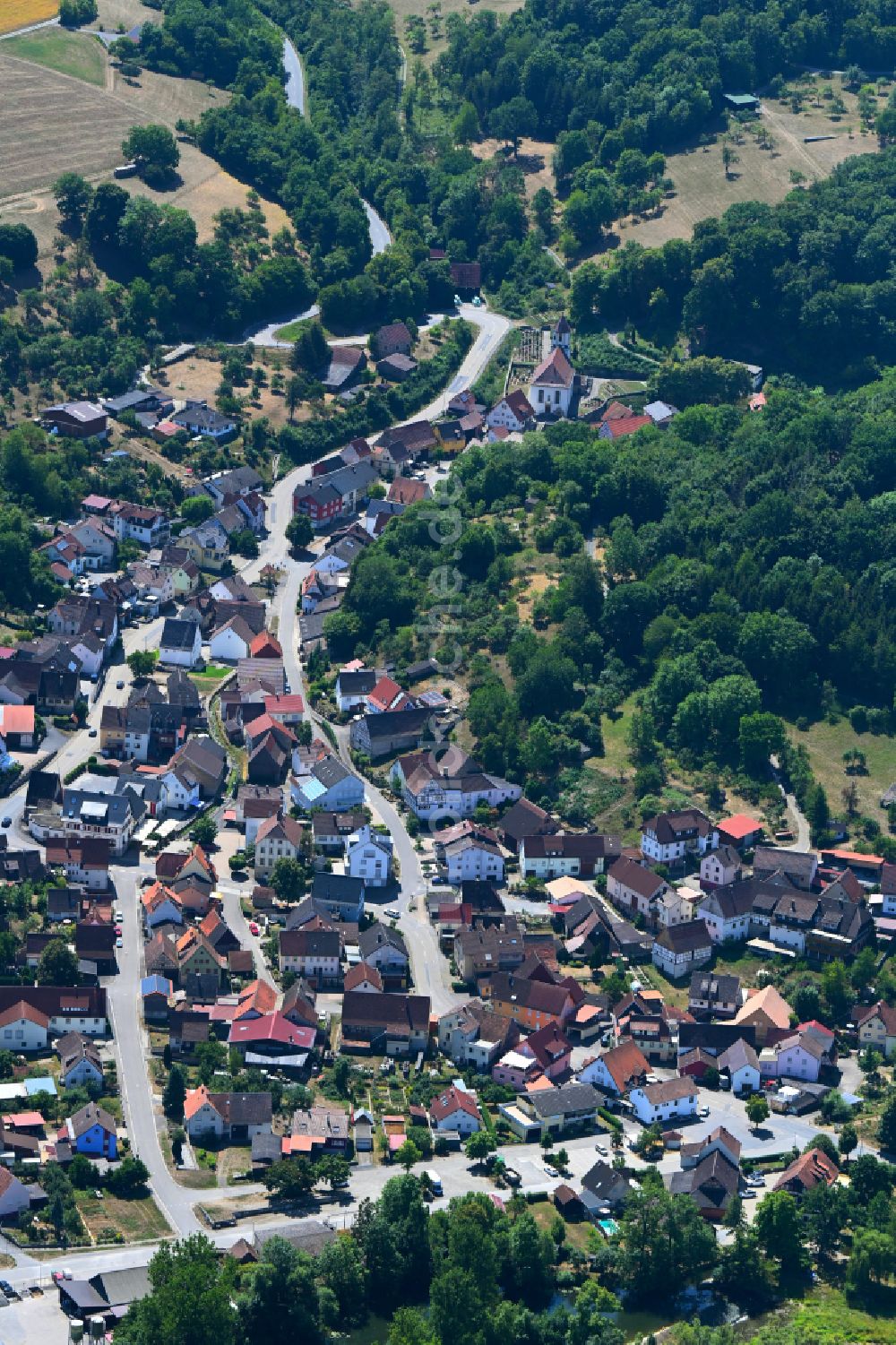 Schöntal von oben - Ortsansicht in Schöntal im Bundesland Baden-Württemberg, Deutschland