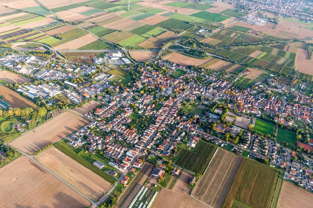 Schwegenheim aus der Vogelperspektive: Ortsansicht in Schwegenheim im Bundesland Rheinland-Pfalz, Deutschland