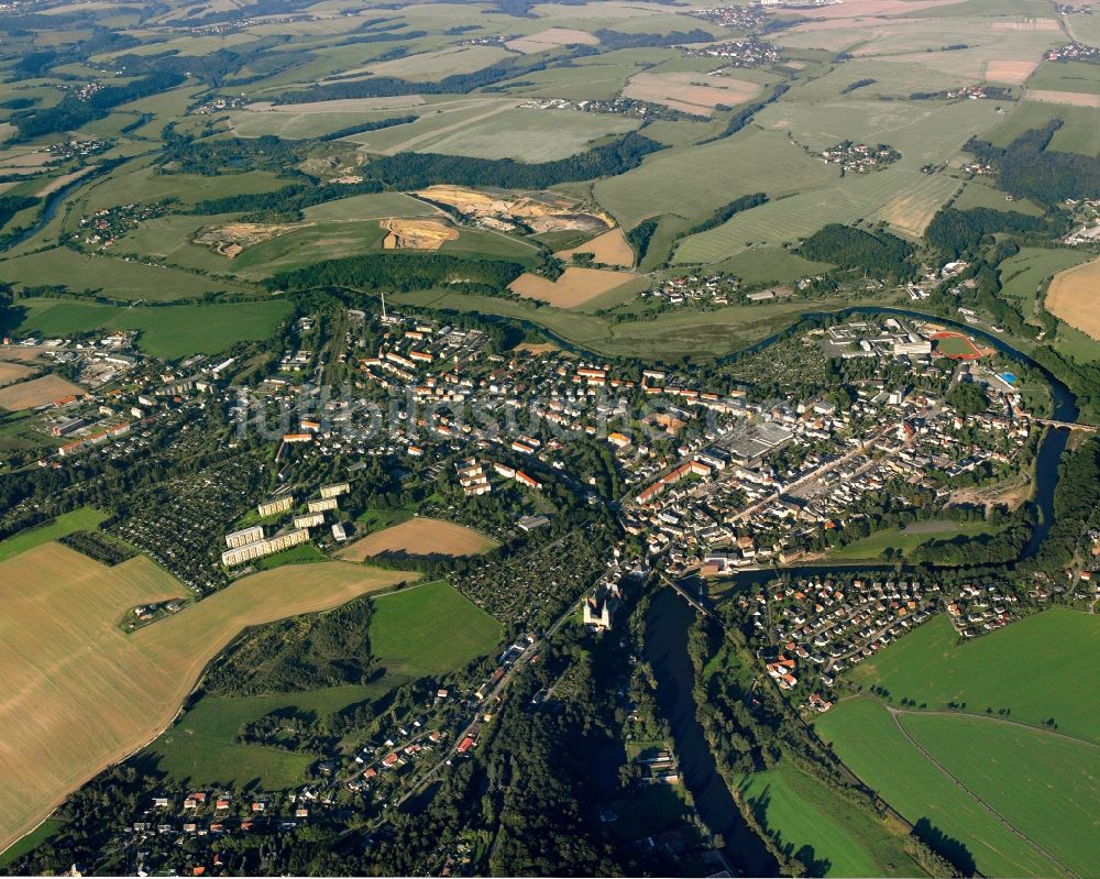 Stöbnig von oben - Ortsansicht in Stöbnig im Bundesland Sachsen, Deutschland