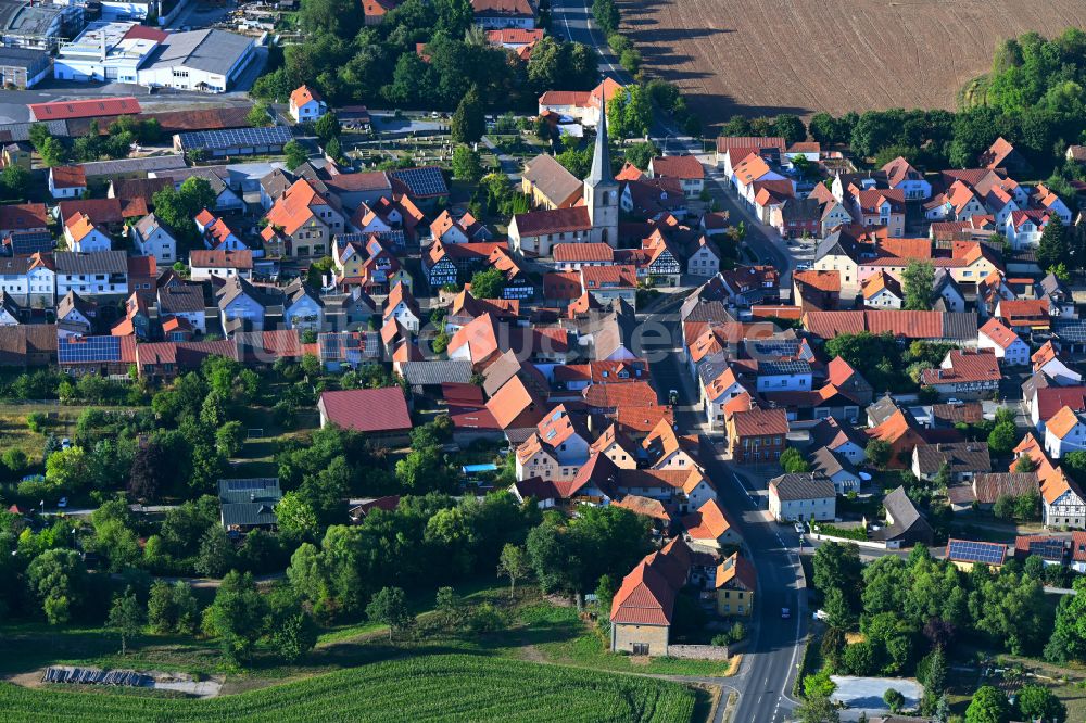 Unsleben von oben - Ortsansicht in Unsleben im Bundesland Bayern, Deutschland