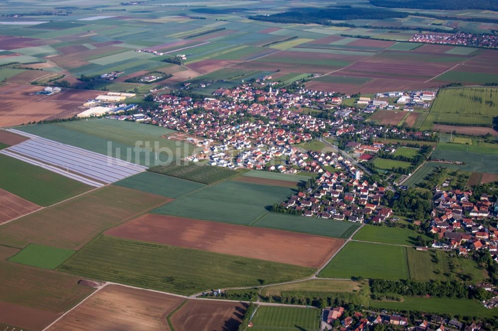 Luftaufnahme Unterpleichfeld - Ortsansicht in Unterpleichfeld im Bundesland Bayern, Deutschland