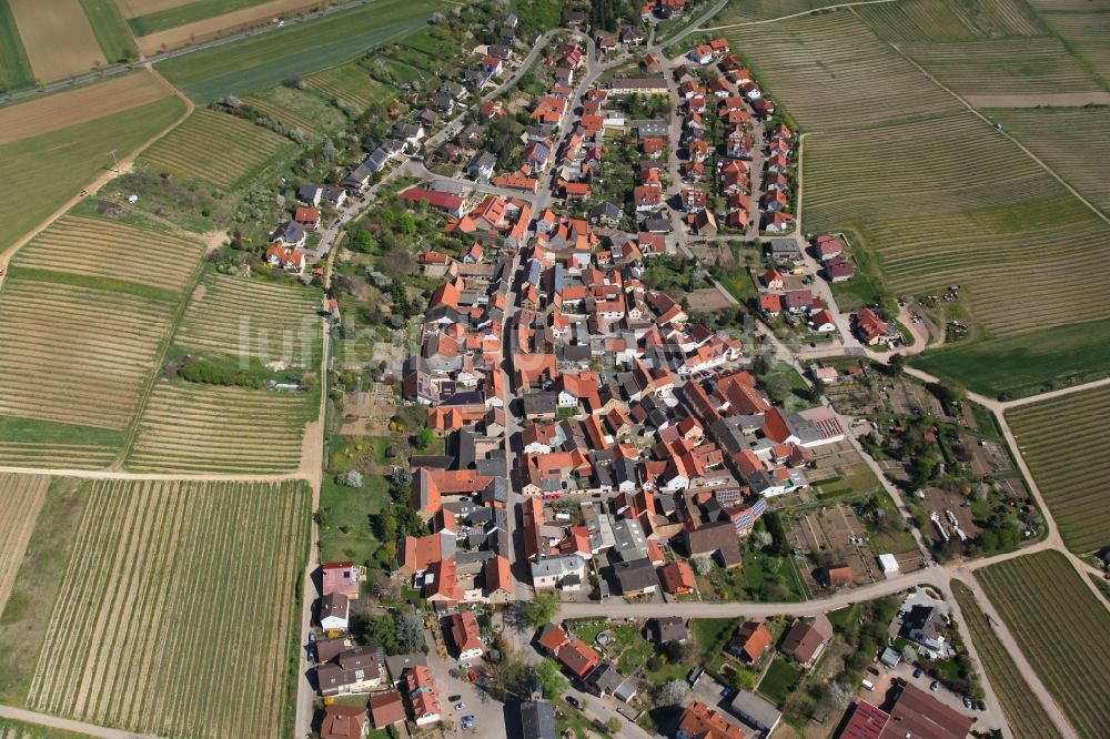 Vendersheim aus der Vogelperspektive: Ortsansicht von Vendersheim im Bundesland Rheinland-Pfalz