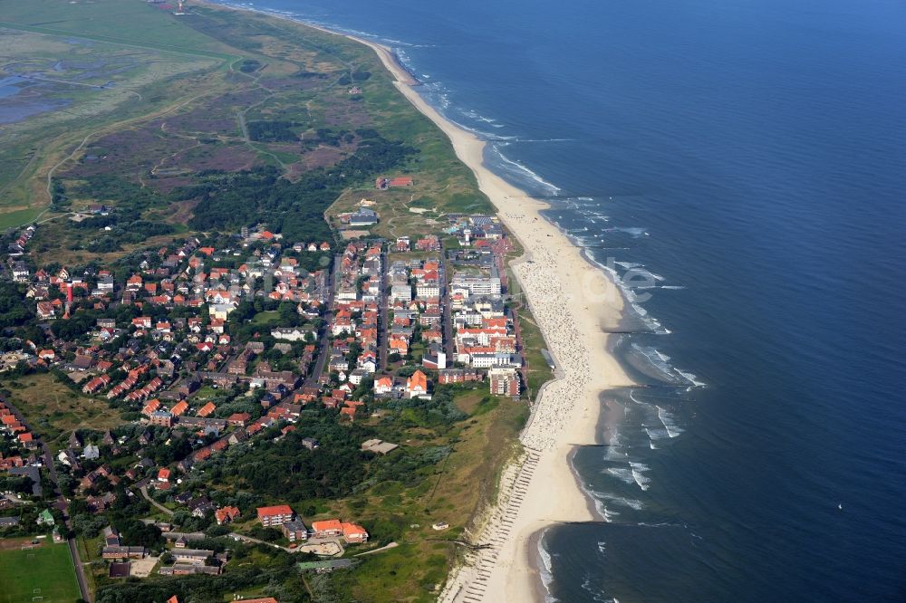 Wangerooge von oben - Ortsansicht von Wangerooge auf der gleichnamigen Insel im Wattenmeer in der Nordsee im Bundesland Niedersachsen