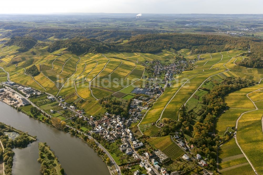 Luftbild Wellenstein - Ortsansicht von Wellenstein am Ufer der Saar in der Gemeinde Schengen im Großherzogtum Luxemburg