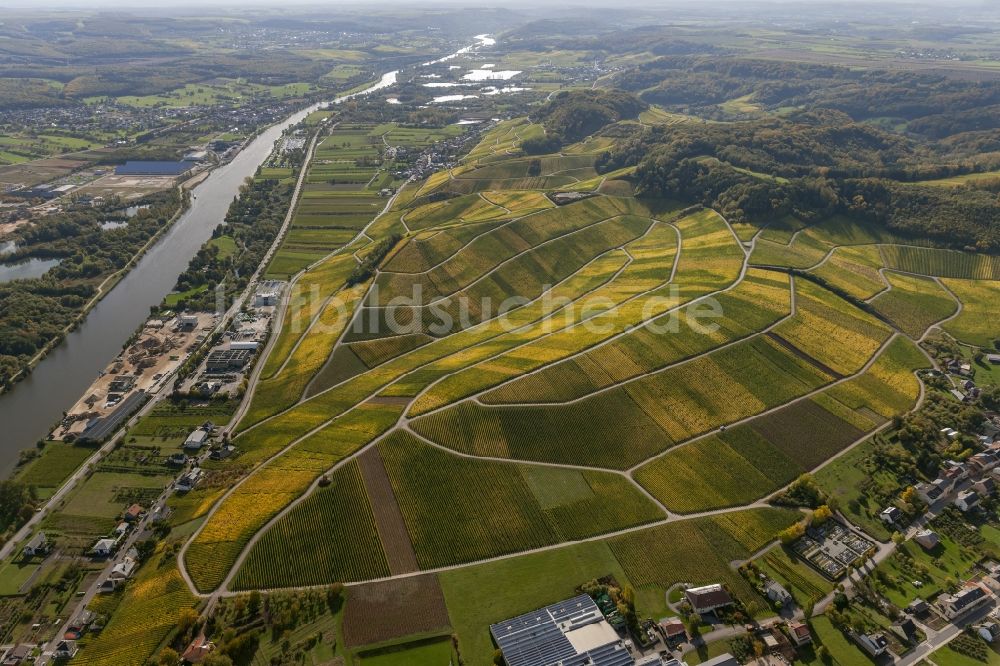 Luftbild Wellenstein - Ortsansicht von Wellenstein am Ufer der Saar in der Gemeinde Schengen im Großherzogtum Luxemburg