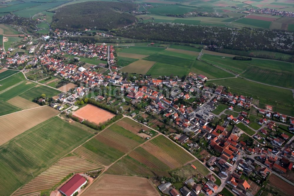 Wendelsheim von oben - Ortsansicht von Wendelsheim ist eine Ortsgemeinde im Landkreis Alzey-Worms in Rheinland-Pfalz