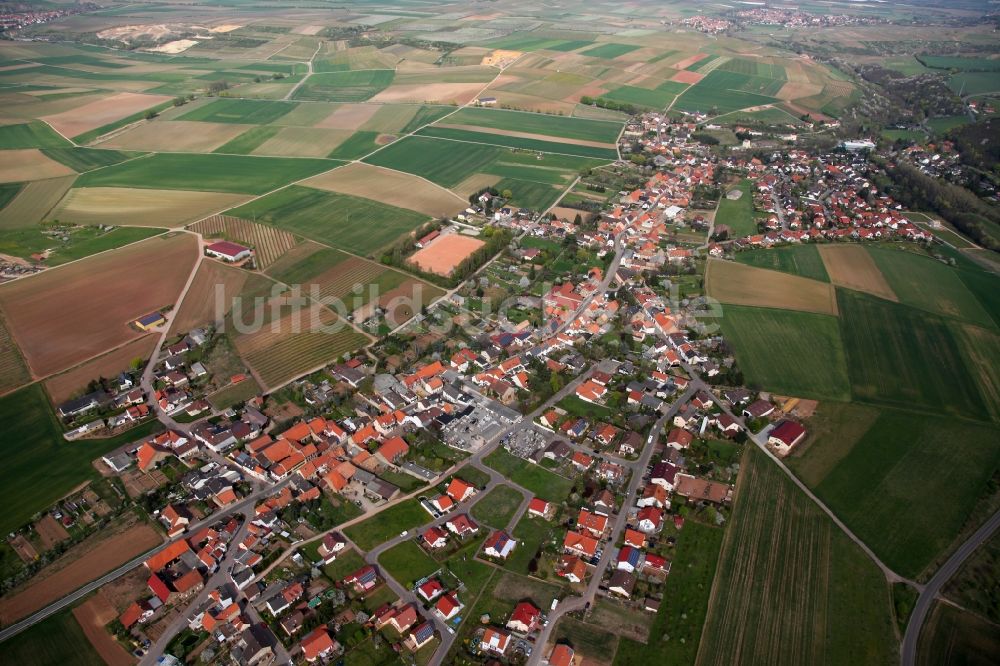 Luftbild Wendelsheim - Ortsansicht von Wendelsheim ist eine Ortsgemeinde im Landkreis Alzey-Worms in Rheinland-Pfalz