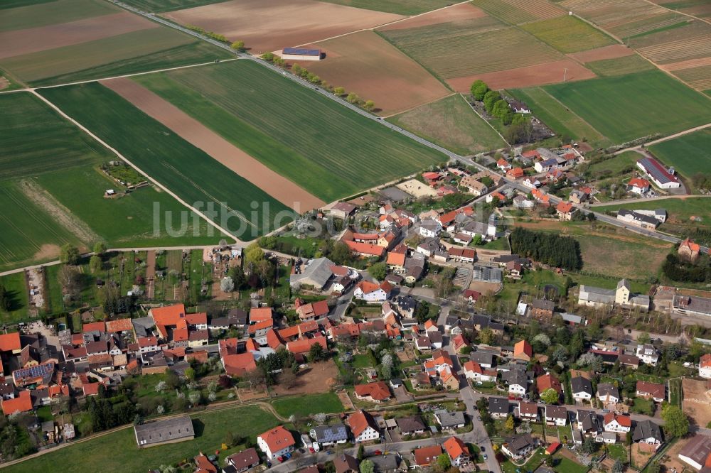 Wendelsheim von oben - Ortsansicht von Wendelsheim ist eine Ortsgemeinde im Landkreis Alzey-Worms in Rheinland-Pfalz