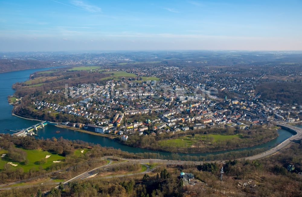 Werden aus der Vogelperspektive: Ortsansicht von Werden am Ufer des Flusses Ruhr im Bundesland Nordrhein-Westfalen