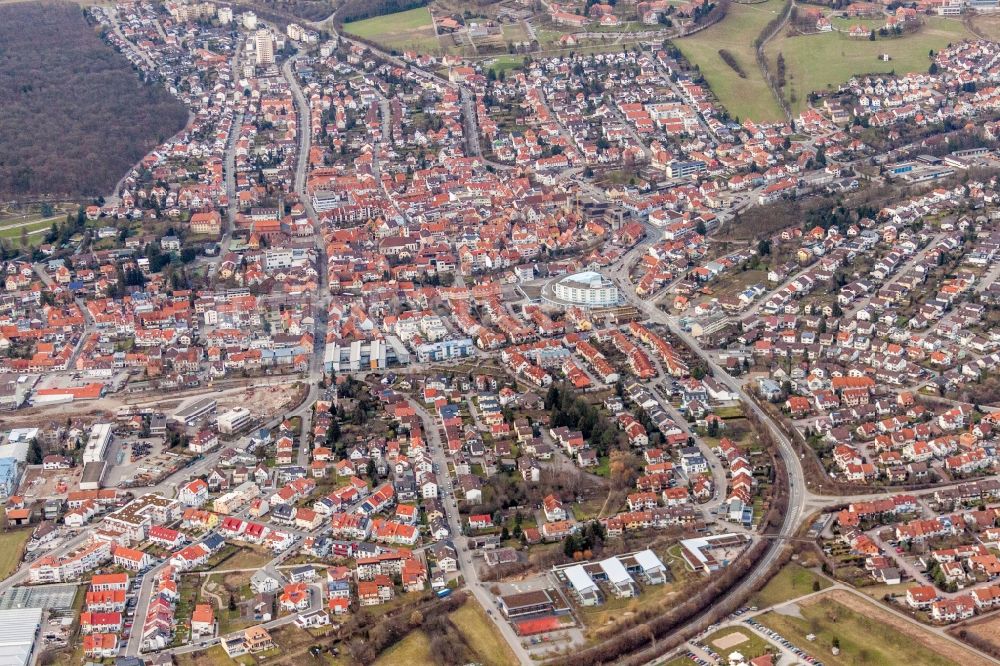 Luftaufnahme Wiesloch - Ortsansicht in Wiesloch im Bundesland Baden-Württemberg, Deutschland