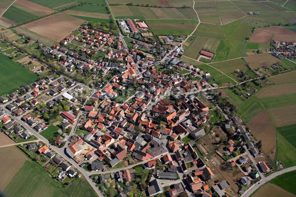 Luftbild Wonsheim - Ortsansicht von Wonsheim ist eine Ortsgemeinde im Landkreis Alzey-Worms in Rheinland-Pfalz