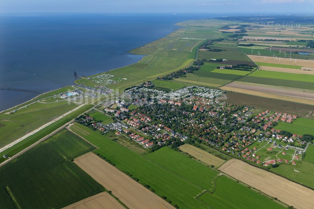 Wurster Nordseeküste aus der Vogelperspektive: Ortsansicht in Wurster Nordseeküste im Bundesland Niedersachsen