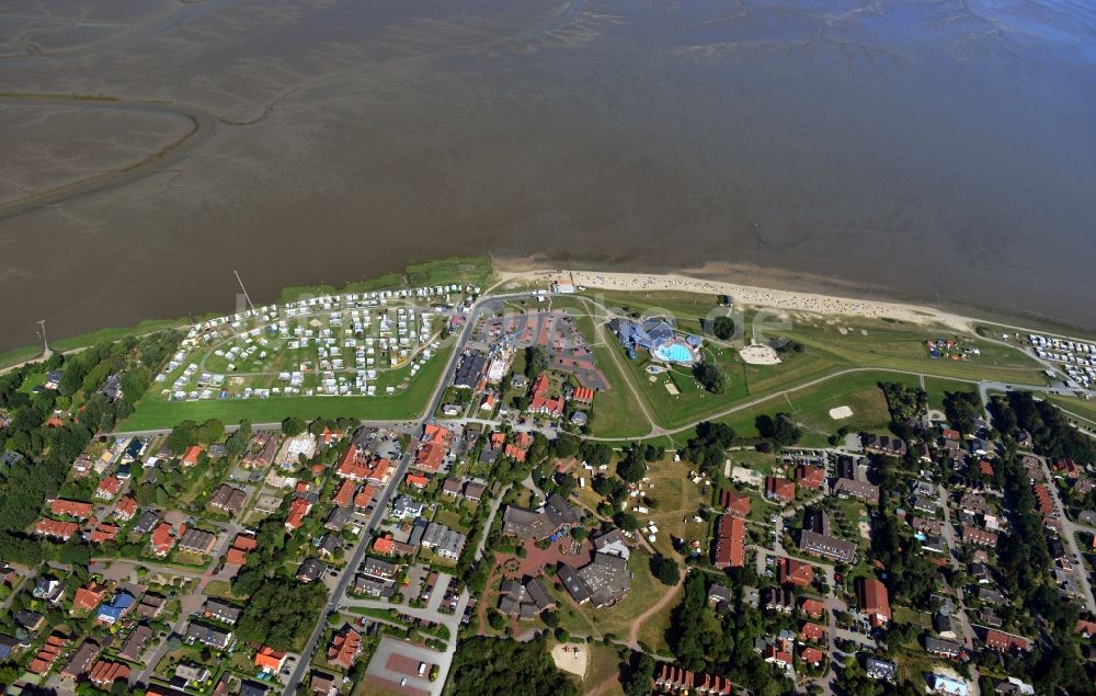 Luftbild Dangast - Ortsansicht vom Zentrum Dangast an der Nordsee- Küste im Bundesland Niedersachsen