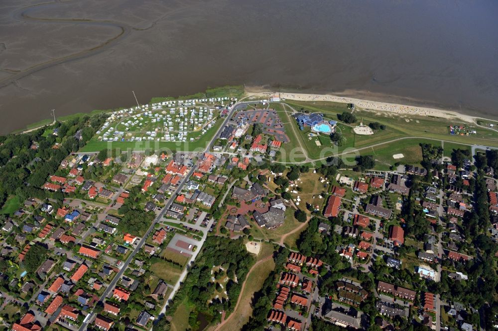 Luftaufnahme Dangast - Ortsansicht vom Zentrum Dangast an der Nordsee- Küste im Bundesland Niedersachsen