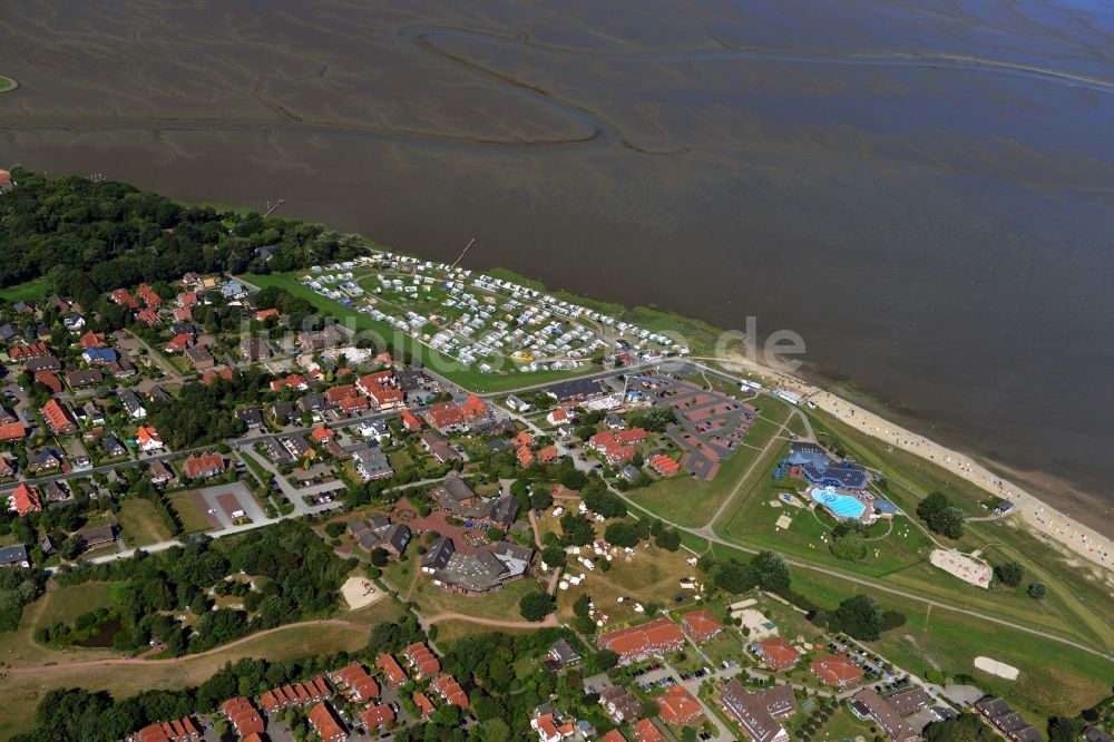 Luftaufnahme Dangast - Ortsansicht vom Zentrum Dangast an der Nordsee- Küste im Bundesland Niedersachsen