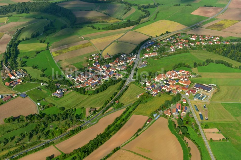 Luftaufnahme Kraisdorf - Ortsansicht der zum Landkreis Haßberge gehörenden Gemeinde Kraisdorf im Bundesland Bayern