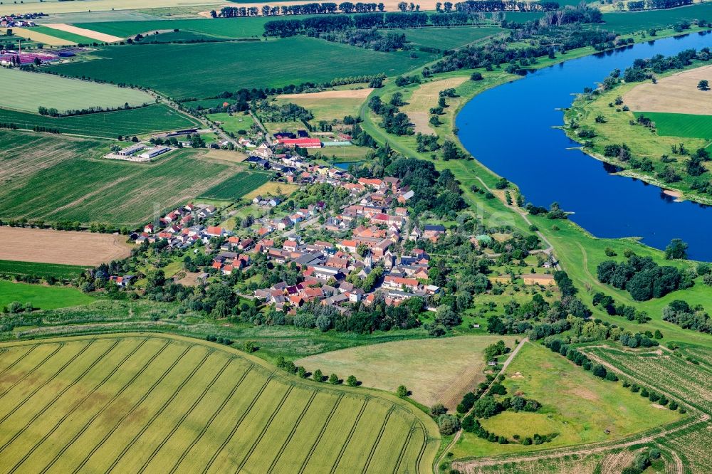 Luftbild Glinde - Ortschaft an den Fluss- Uferbereichen Elbe in Glinde im Bundesland Sachsen-Anhalt, Deutschland