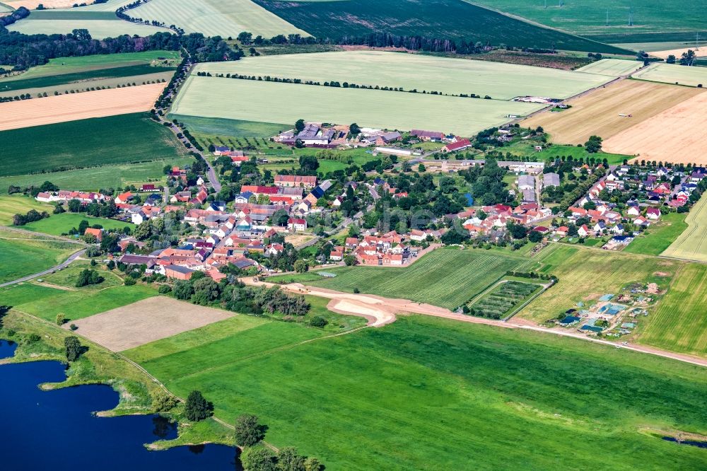 Luftaufnahme Heinrichsberg - Ortschaft an den Fluss- Uferbereichen Elbe in Heinrichsberg im Bundesland Sachsen-Anhalt, Deutschland