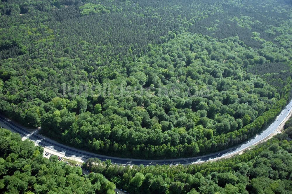 WANDLITZ aus der Vogelperspektive: Ortsduchfahrung B 273 im südlichen Ortsbereich von Wandlitz