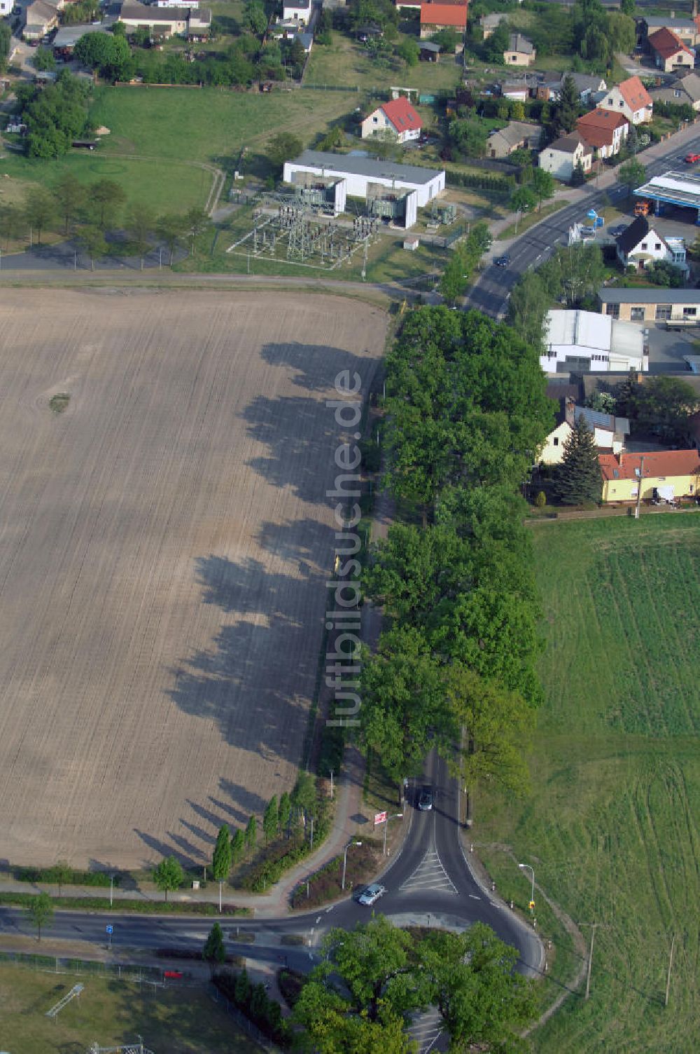 STORKOW von oben - Ortsdurchfahrt der Bundesstrasse B 246 in Storkow