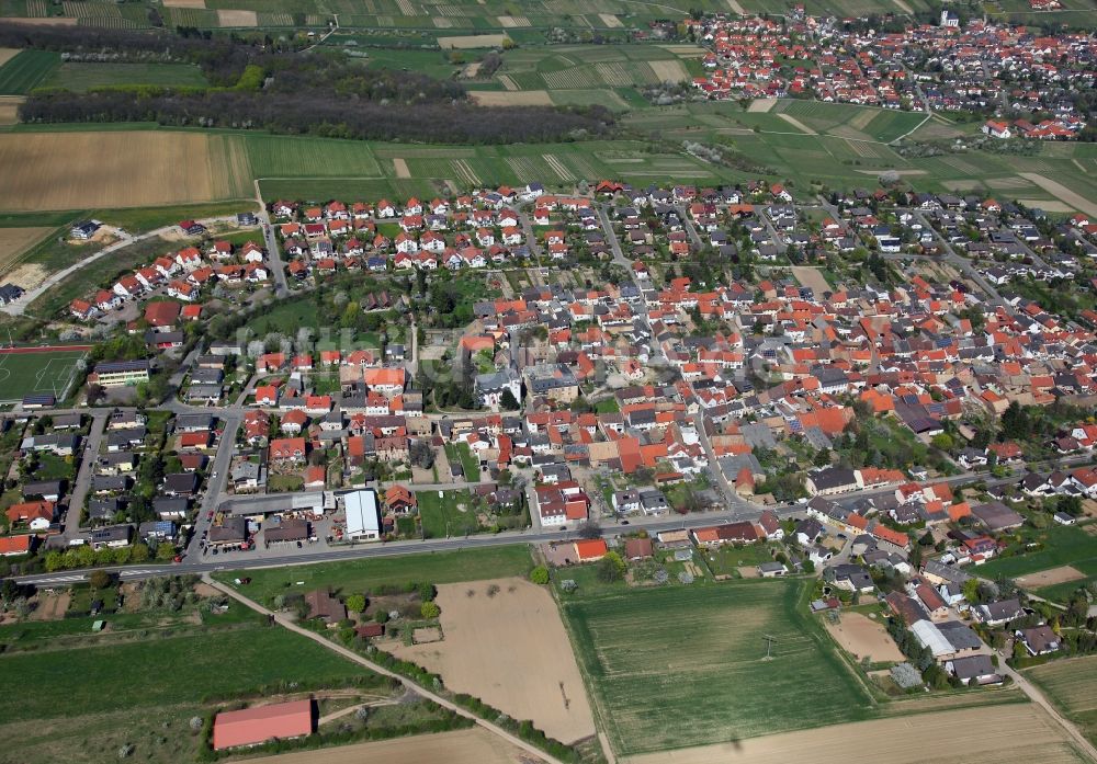 Partenheim aus der Vogelperspektive: Ortsgemeinde Partenheim im Rheinhessischen Hügelland der Verbandsgemeinde Wörrstadt im Landkreis Alzey-Worms in Rheinland-Pfalz