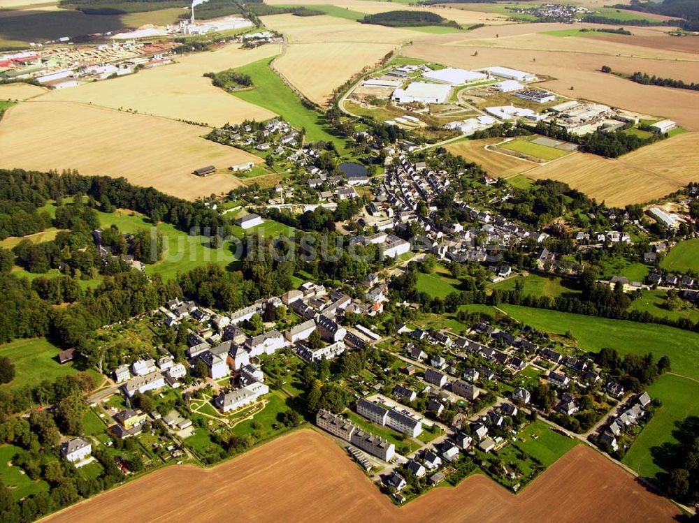 Ebersdorf aus der Vogelperspektive: Ortskern von Ebersdorf in Thüringen