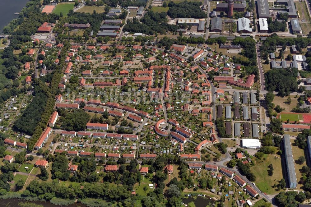 Brandenburg an der Havel aus der Vogelperspektive: Ortskern Kirchmöser in Brandenburg an der Havel im Bundesland Brandenburg