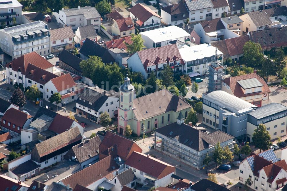 Luftaufnahme Altlußheim - Ortskern am Markt in Altlußheim im Bundesland Baden-Württemberg