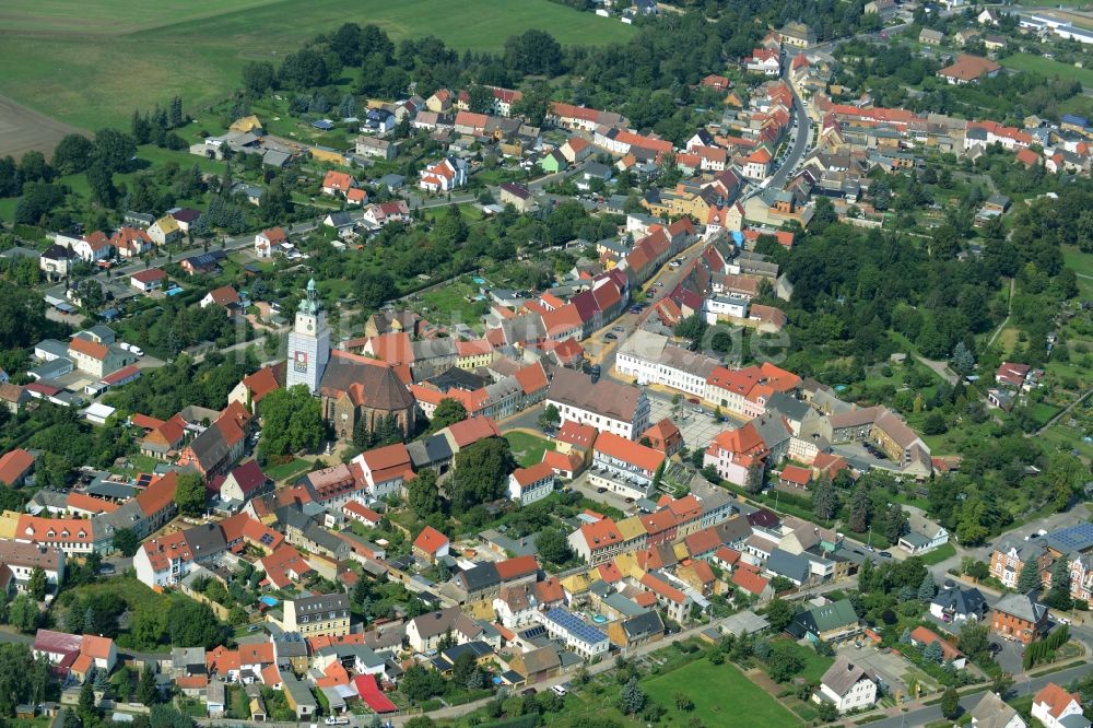 Bad Schmiedeberg aus der Vogelperspektive: Ortskern am Markt in Bad Schmiedeberg im Bundesland Sachsen-Anhalt