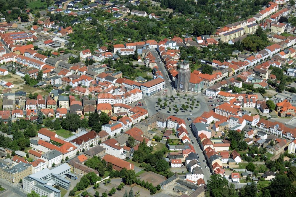 Neustrelitz aus der Vogelperspektive: Ortskern am Markt in Neustrelitz im Bundesland Mecklenburg-Vorpommern