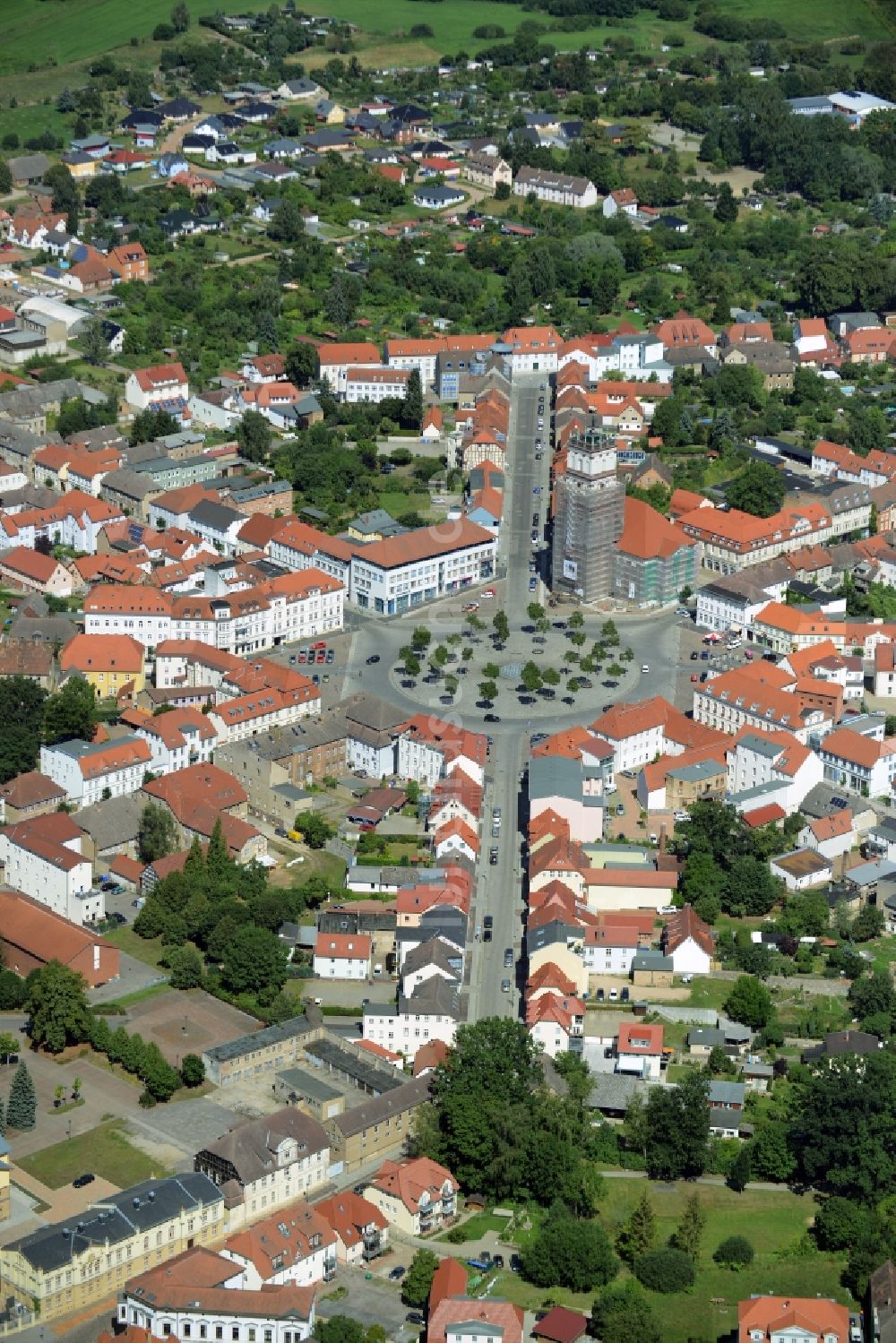 Luftbild Neustrelitz - Ortskern am Markt in Neustrelitz im Bundesland Mecklenburg-Vorpommern