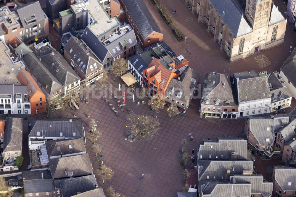 Straelen von oben - Ortskern am Markt in Straelen im Bundesland Nordrhein-Westfalen, Deutschland