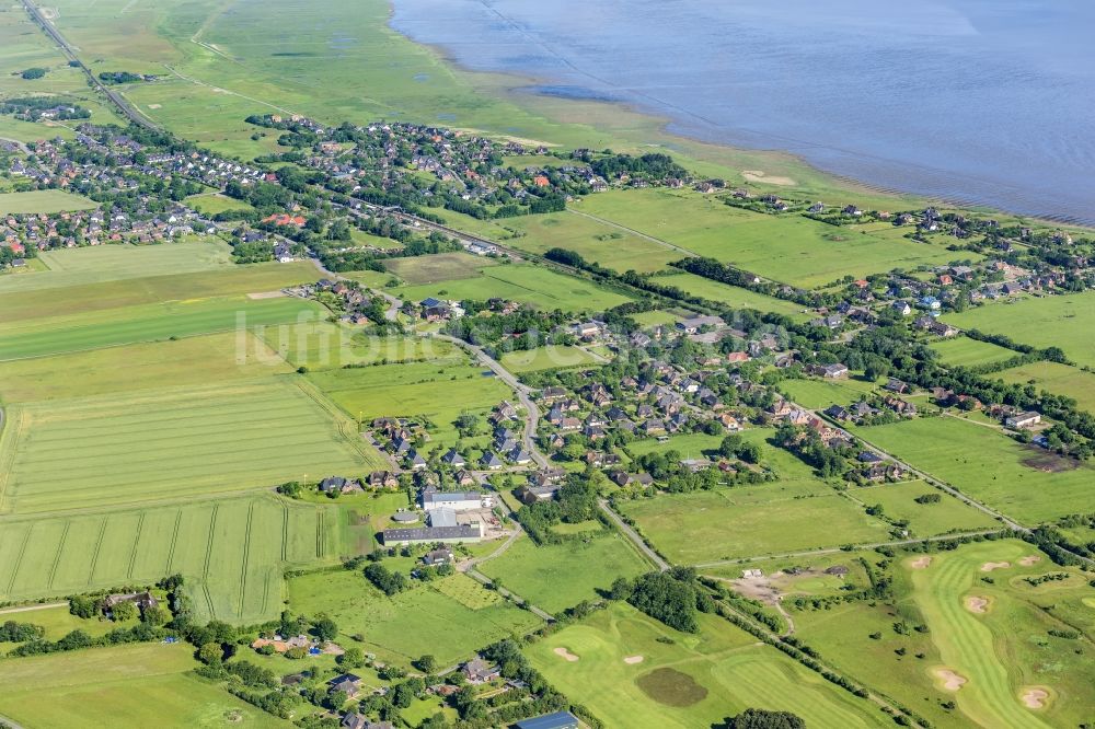 Sylt-Ost von oben - Ortskern und Orts- Zentrum an der Meeres- Küste der Nordsee in Morsum im Bundesland Schleswig-Holstein