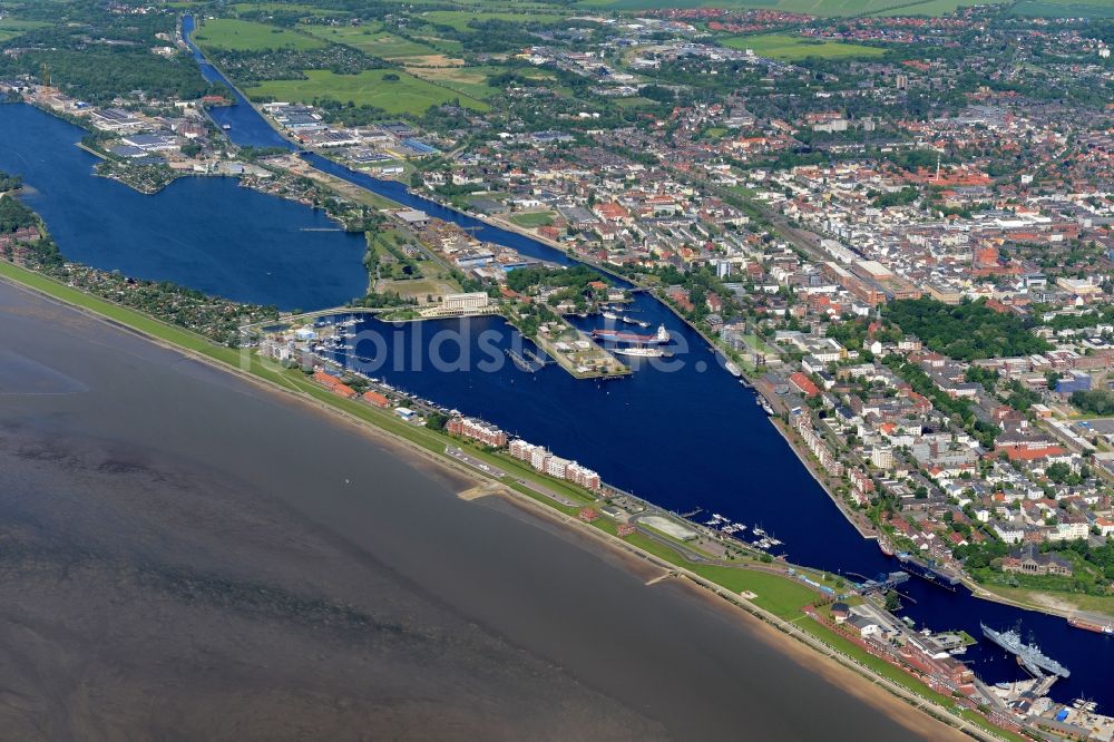 Luftaufnahme Wilhelmshaven - Ortskern und Orts- Zentrum an der Meeres- Küste der Nordsee in Wilhelmshaven im Bundesland Niedersachsen