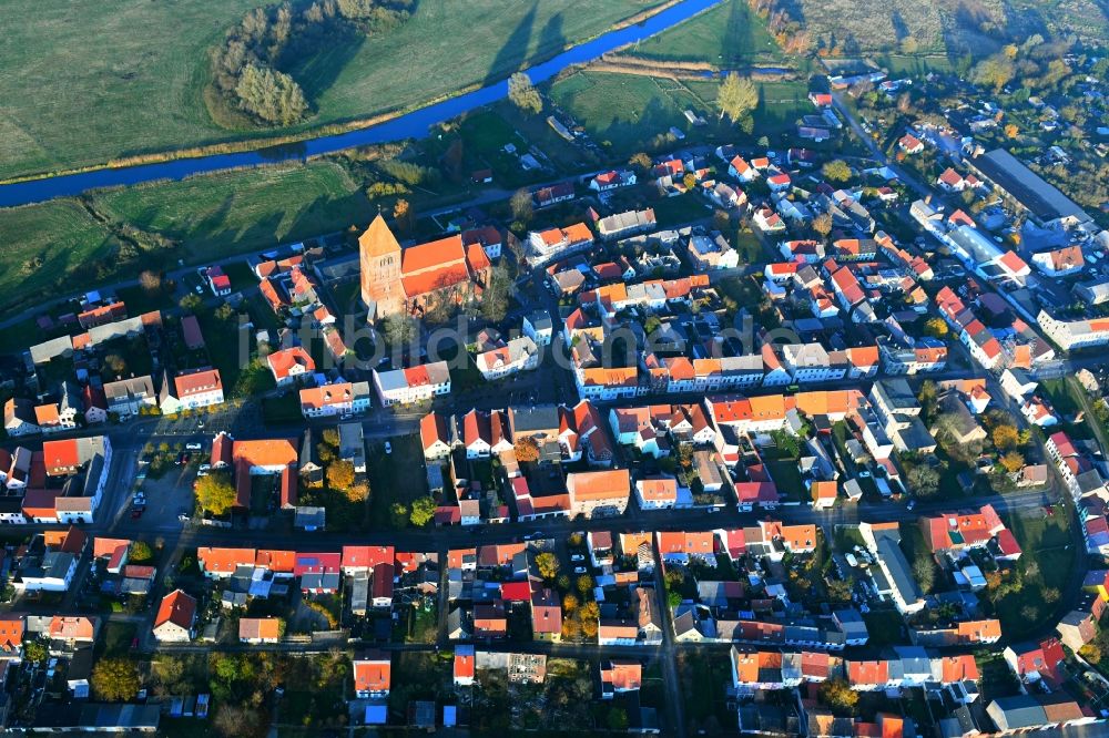 Luftaufnahme Tribsees - Ortskern in Tribsees im Bundesland Mecklenburg-Vorpommern, Deutschland